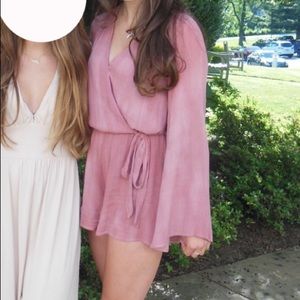 Mauve Long Sleeve Romper with tie